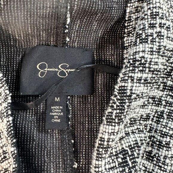 Jessica Simpson Fringe Sweater Vest Women's Medium Boho Black White Sleeveless - Picture 3 of 7